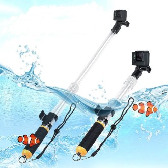 Transparent Retractable Selfie Stick Buoyancy Stick for Gopro Hero11 Black / HERO10 Black / HERO9 Black /HERO8 / HERO7 /6 /5 /5 