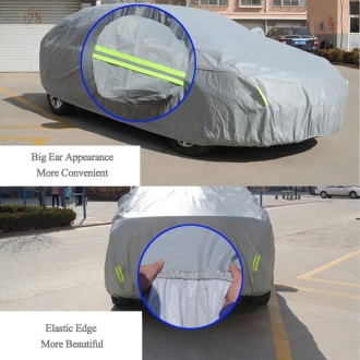 PVC Anti-Dust Sunproof Sedan Car Cover with Warning Strips, Fits Cars up to 5.1m(199 inch) in Length