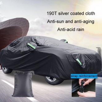 190T Silver Coated Cloth Car Rain Sun Protection Car Cover with Reflective Strip, Size: Y-XL