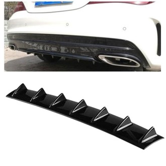 Universal Car Rear Bumper Lip Diffuser 7 Shark Fin Style Black ABS, Size: 85.0x18.0x5.0cm