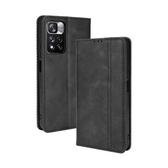 For Xiaomi Redmi Note 11 Pro / 11 Pro+ Magnetic Buckle Retro Texture Leather Case(Black)