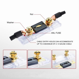 2 in 1 ANL Car Fuse Holder Electrical Protection Insulating Cover, Current:250A