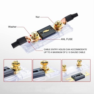 2 in 1 ANL Car Fuse Holder Electrical Protection Insulating Cover, Current:50A