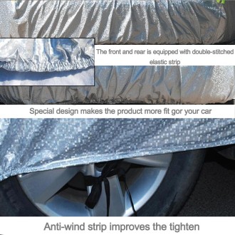 Aluminum Film PEVA Cotton Wool Anti-Dust Waterproof Sunproof Anti-frozen Anti-scratch Heat Dissipation SUV Car Cover with Warnin