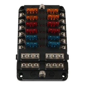 A5618 12-Way Fuse Box Blade Fuse Holder with Terminal + LED Warning Indicator for Auto Car Truck Boat