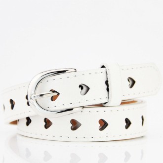 Dandali DC141 Women Pinching Belt Cutout Heart Belt, Length (cm): 95-115cm(White)