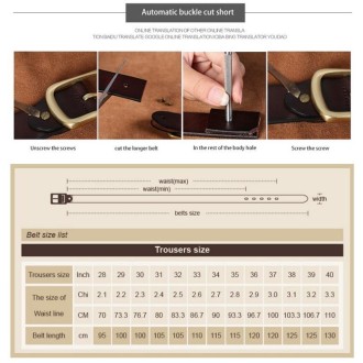 COWATHER XF004 Men Two-Layer Cowhide Business Casual Pin Buckle Belt, Length (cm): 100cm(Silver Buckle Coffee Color)