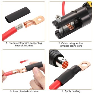 8AWG 3/8" Stud Ring Terminal Solder Cable Bare Copper Hole with Heat Shrink(Single)