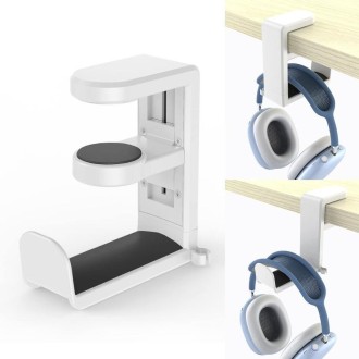 Deskside Clip 360 Degree Rotatable Headphone Holder(White)