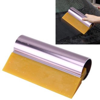 Car Auto Body Surface Window Wrapping Film Yellow Rubber Scraper Sticker Tool with Pink Metal Handle