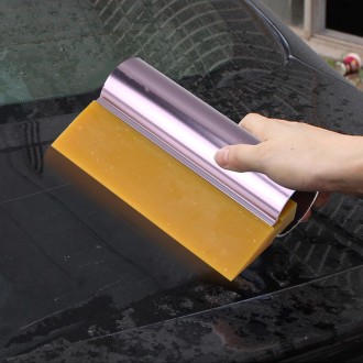 Car Auto Body Surface Window Wrapping Film Yellow Rubber Scraper Sticker Tool with Pink Metal Handle