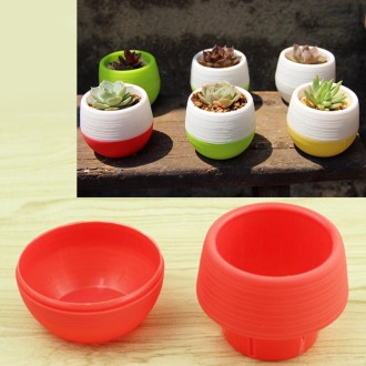 Colourful Mini Round Plastic Plant Flower Pot Garden Home Office Decoration Nursery Pots Succulent Plant Flowerpot with Water Ta