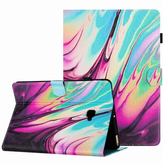 For Samsung Galaxy Tab A 10.1 T580 Marble Pattern Stitching Smart Leather Tablet Case(Rose Blue)