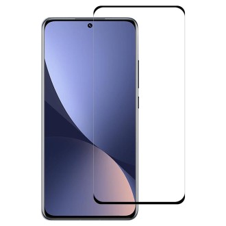 Full Glue 9H HD 3D Curved Edge Tempered Glass Film For Xiaomi 12X / 12(Black)