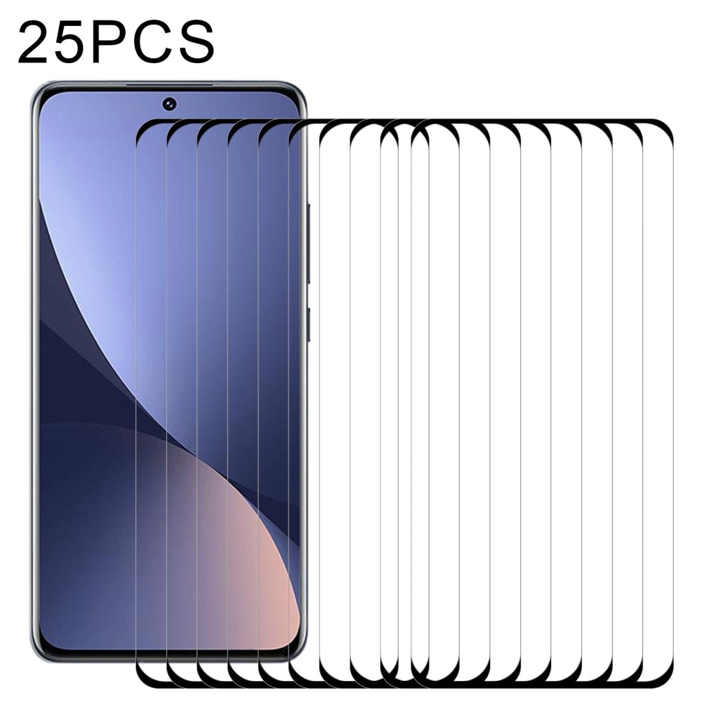 25 PCS 9H HD 3D Curved Edge Tempered Glass Film For Xiaomi 12X / 12(Black)