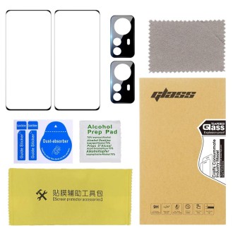 For Xiaomi 12 2pcs 3D Edge Glue Tempered Glass Full Film with 2pcs Lens Film Set