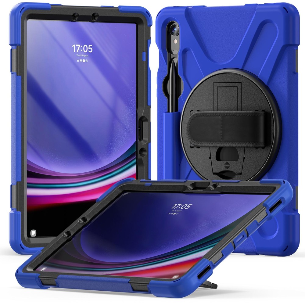 For Samsung Galaxy Tab S9 / S8 / S7 Rotary Handle Grab TPU + PC Tablet Case(Blue)