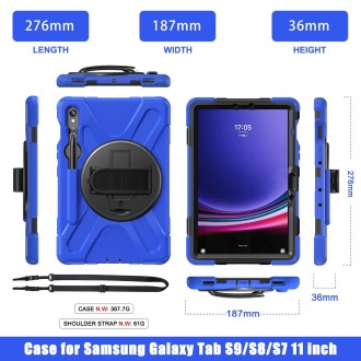 For Samsung Galaxy Tab S9 / S8 / S7 Rotary Handle Grab TPU + PC Tablet Case(Blue)