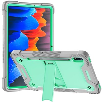 For Samsung Galaxy Tab S8 / Galaxy Tab S7 Silicone + PC Shockproof Protective Case with Holder(Gray + Green)