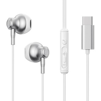 JOYRO0M JR-EC07 Type-C Metal Half In-Ear Wired Earphone, Length: 1.2m(Silver)