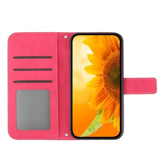 For Samsung Galaxy S8+ Skin Feel Sun Flower Pattern Flip Leather Phone Case with Lanyard(Rose Red)