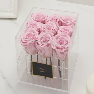 Square Transparent Acrylic Gift Box Flower Box, Specification: 9 Holes 