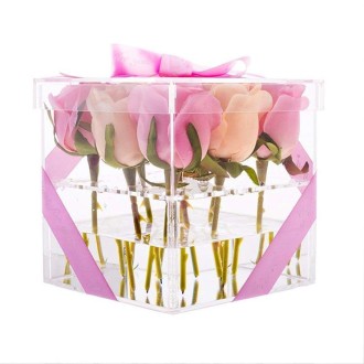 Square Transparent Acrylic Gift Box Flower Box, Specification: 9 Holes 