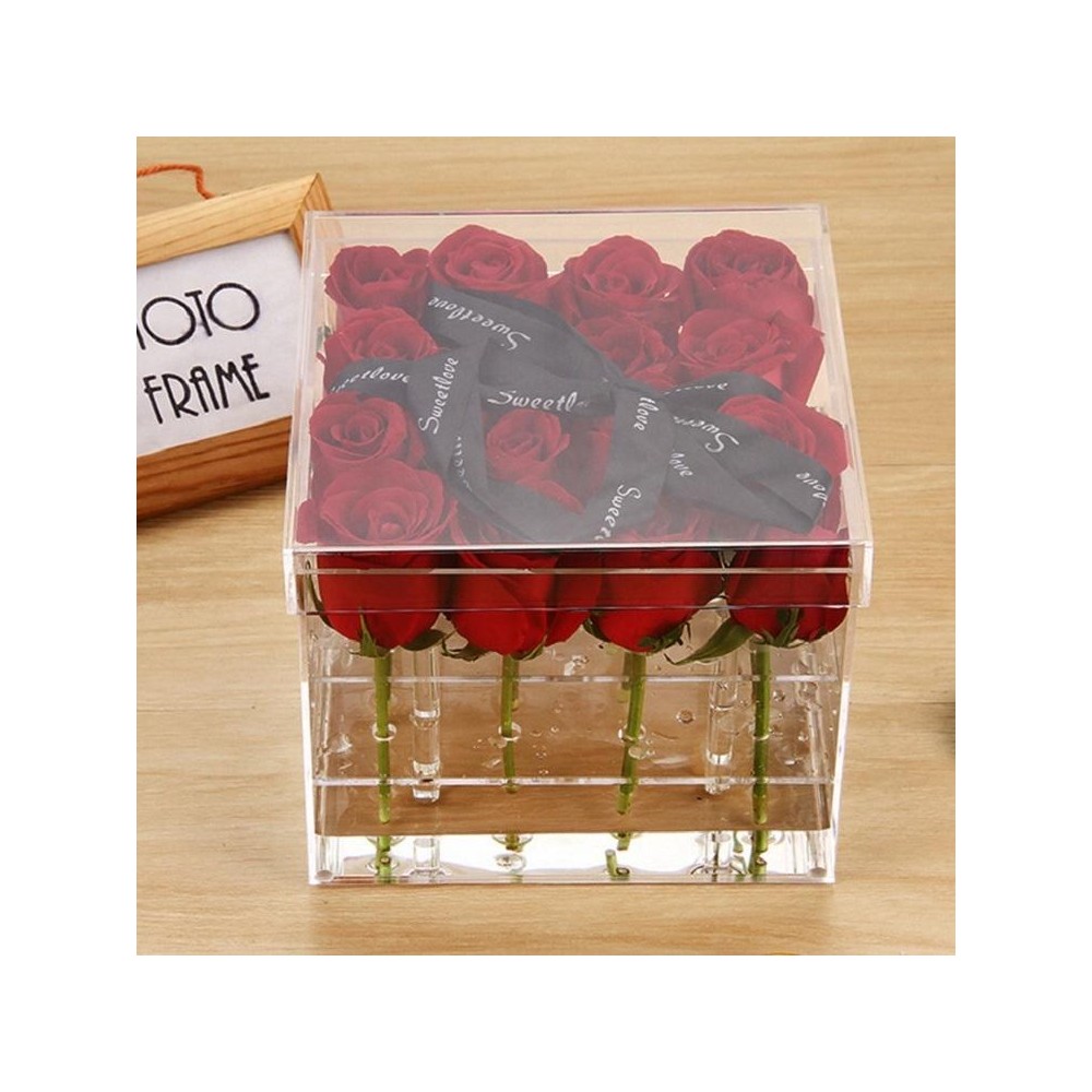 Square Transparent Acrylic Gift Box Flower Box, Specification: 16 Holes 