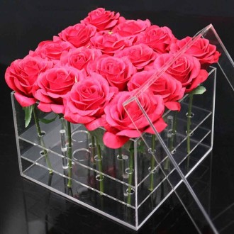 Square Transparent Acrylic Gift Box Flower Box, Specification: 16 Holes 