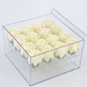 Square Transparent Acrylic Gift Box Flower Box, Specification: 16 Holes 