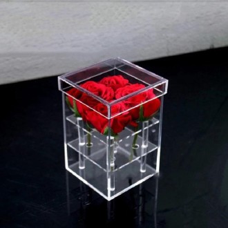 Square Transparent Acrylic Gift Box Flower Box, Specification: 4 Holes 