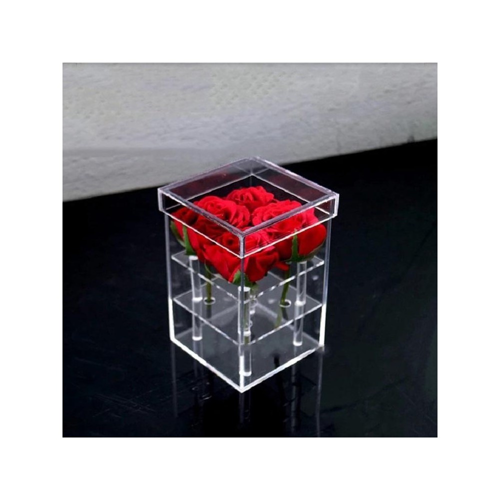 Square Transparent Acrylic Gift Box Flower Box, Specification: 4 Holes 