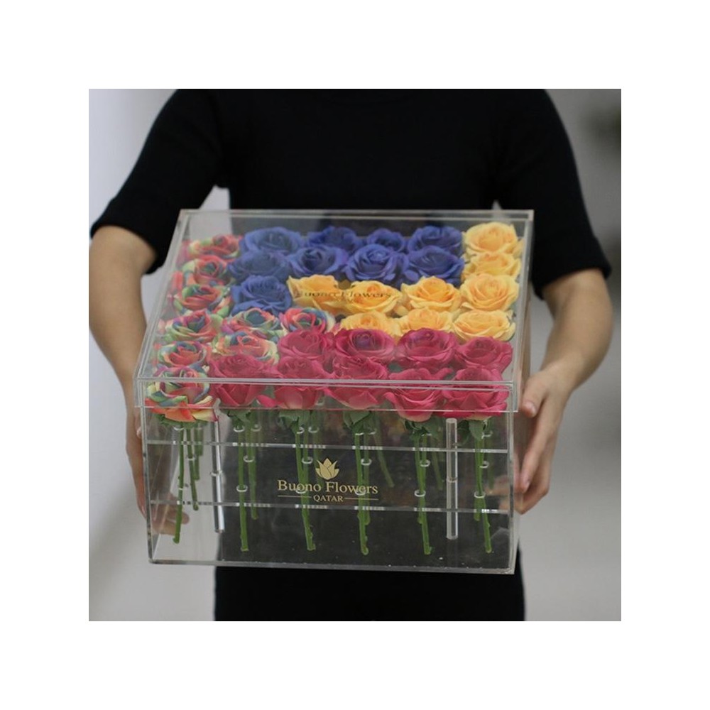 Square Transparent Acrylic Gift Box Flower Box, Specification: 36 Holes