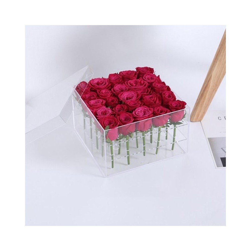 Square Transparent Acrylic Gift Box Flower Box, Specification: 25 Holes 