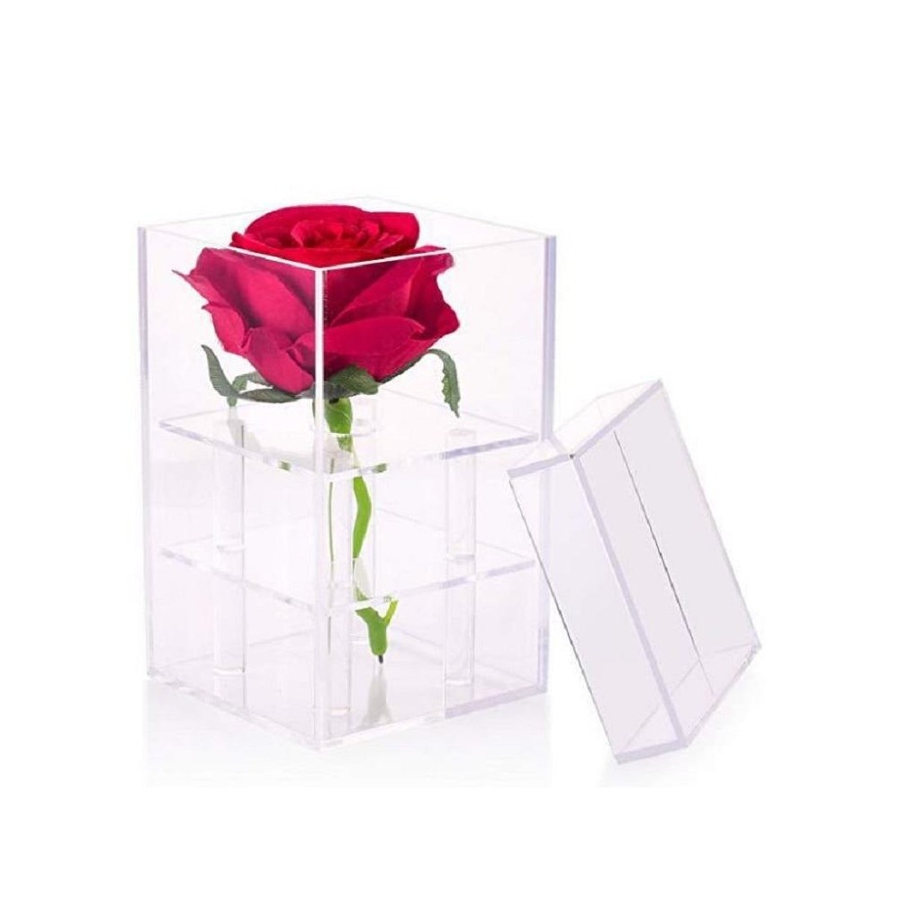 Square Transparent Acrylic Gift Box Flower Box, Specification: 1 Hole