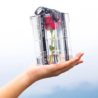 Square Transparent Acrylic Gift Box Flower Box, Specification: 1 Hole