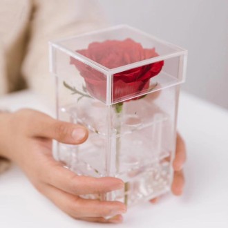 Square Transparent Acrylic Gift Box Flower Box, Specification: 1 Hole