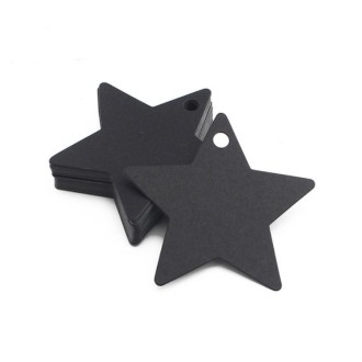 100 PCS/set Five-pointed Star Decoration Tag Kraft Paper Blank Small Label Clothing Identification Card(Black)