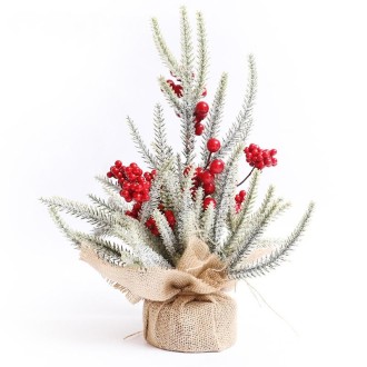 SYAF19 33cm Christmas Decorations Snow PE Mini Christmas Tree Plant(Red Fruit)