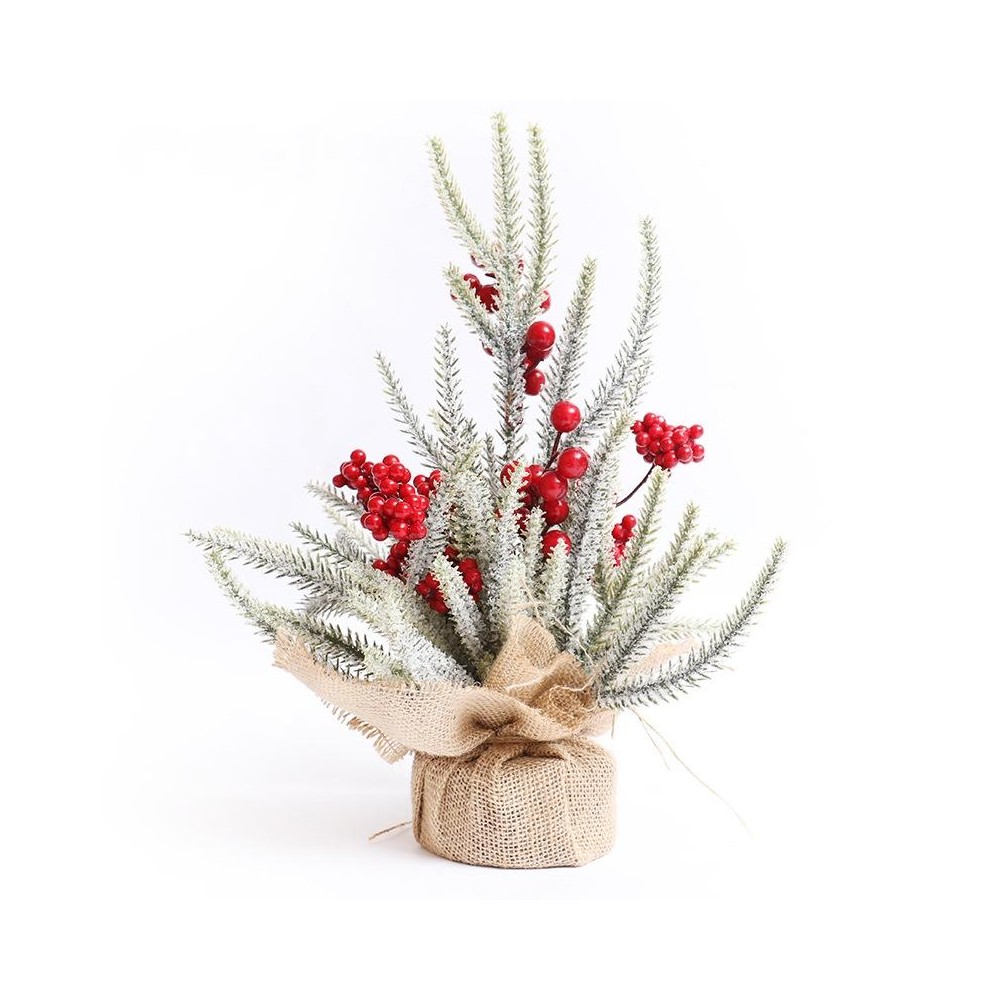 SYAF19 33cm Christmas Decorations Snow PE Mini Christmas Tree Plant(Red Fruit)