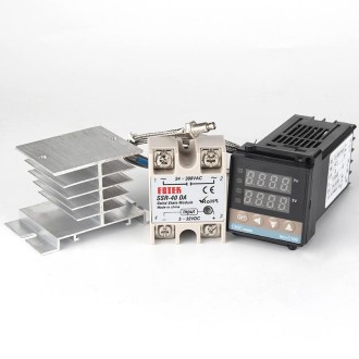 4400W REX-C100 Thermostat + Heat Sink + Thermocouple + SSR-40 DA Solid State Module Intelligent Temperature Control Kit