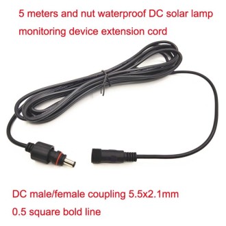 5m 12V/24V Monitoring Universal DC Pump Solar Light Extension Cable(Black)