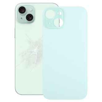 For iPhone 15 Easy Replacement Big Camera Hole Glass Back Battery Cover(Green)