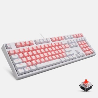 87/108 Keys Gaming Mechanical Keyboard, Colour: FY108 White Shell Red Shaft