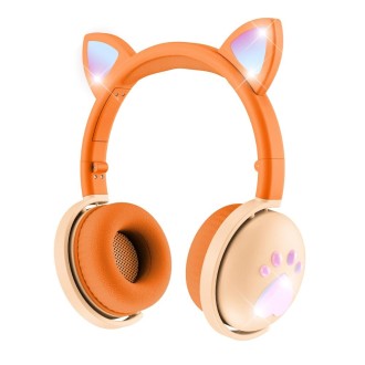 BK9 HiFi 7.1 Surround Sound Cat Claw Luminous Cat Ear Bluetooth Gaming Headset with Mic(Orange)