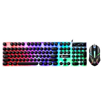 TX300 Mechanical Feel Backlight Punk Wired Keyboard Mouse Set (Black)