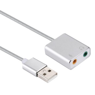 Aluminum Alloy Shell External USB Virtual 7.1 Channel Sound Card with 13cm Cable for PC Laptop (Silver)