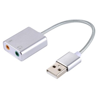 Aluminum Alloy Shell External USB Virtual 7.1 Channel Sound Card with 13cm Cable for PC Laptop (Silver)