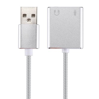 Aluminum Alloy Shell External USB Virtual 7.1 Channel Sound Card with 13cm Cable for PC Laptop (Silver)