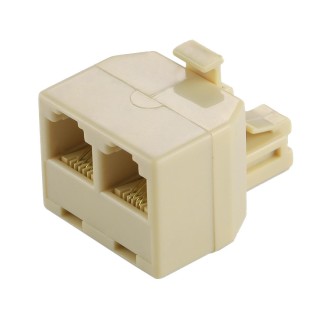 RJ11 Dual Ports Desktop Telephone Extension Cable Extender Connector Adapter